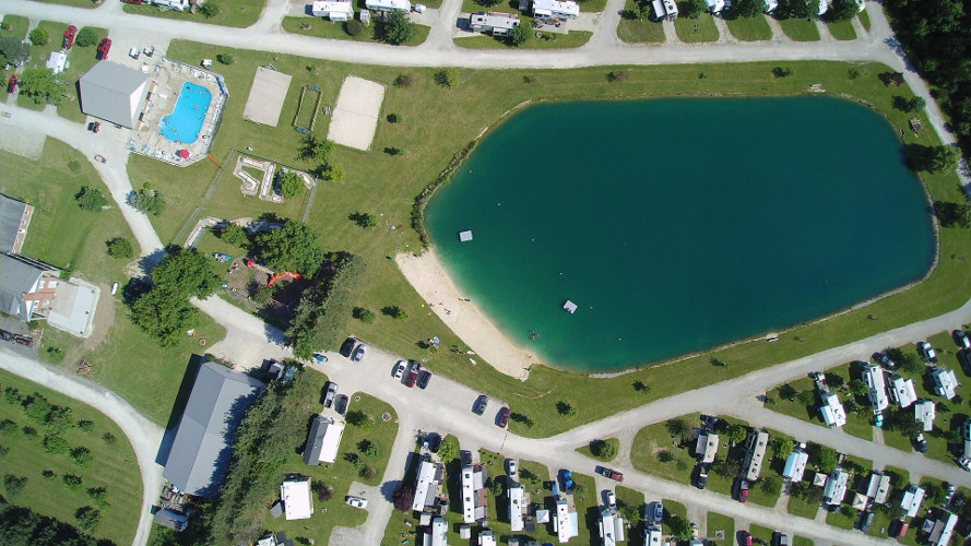 Overhead view of the pond